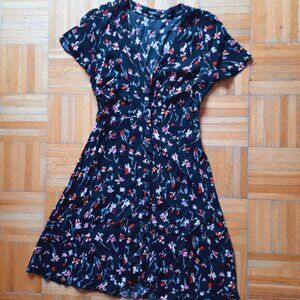 Madewell black floral summer dress, size 2, knee-length